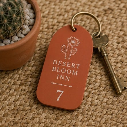 Branded motel keychains with logo