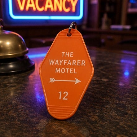 Custom printed motel keychains in bulk