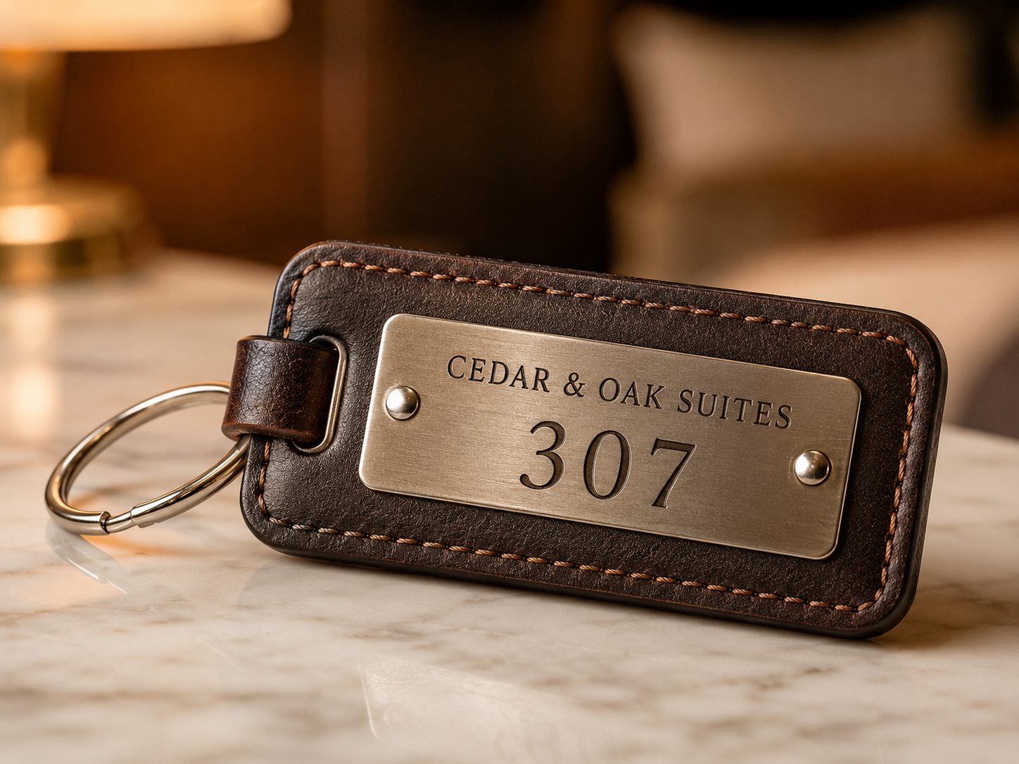 Leatherette Bound Keychain