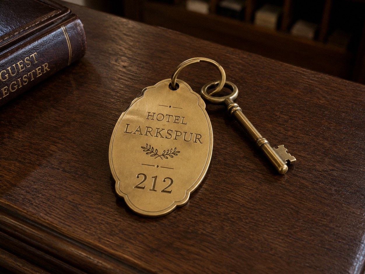 Vintage Brass Hotel Tag