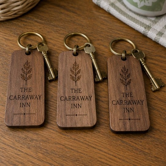 Personalized motel keychains — customer photo